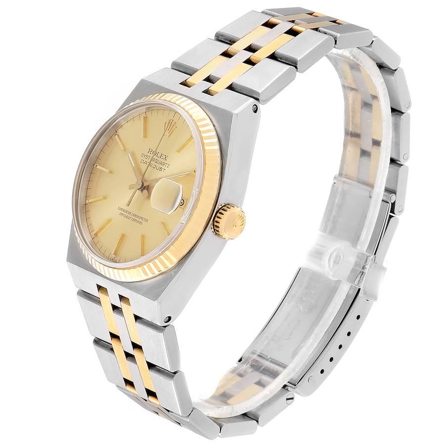 Rolex Oysterquartz Datejust Steel Yellow Gold Men's Watch 17013 In Excellent Condition In Atlanta, GA