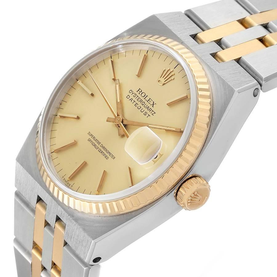 Rolex Oysterquartz Datejust Steel Yellow Gold Men's Watch 17013 For Sale 2