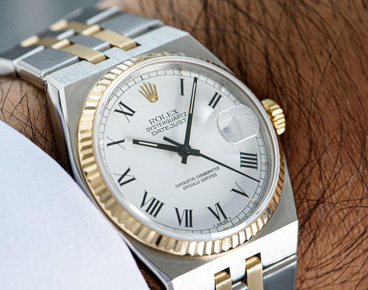Rolex Oysterquartz Datejust Gents Stainless Steel and 18 Karat Gold Silver Dial 3