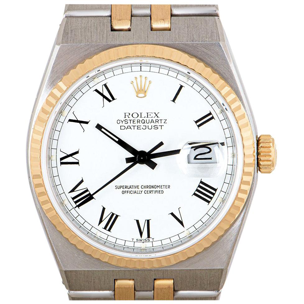 Rolex Oysterquartz Datejust Gents Stainless Steel and 18 Karat Gold Silver Dial