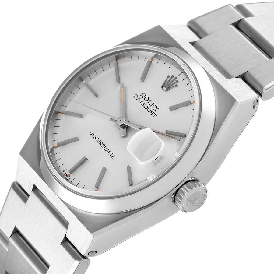 Rolex Oysterquartz Datejust Silver Dial Steel Mens Watch 17000 1