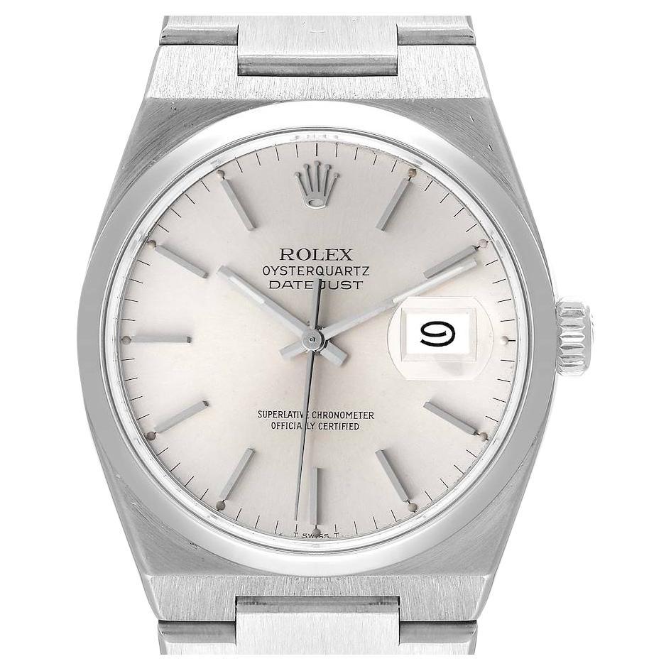 Rolex Oysterquartz Datejust Silver Dial Steel Mens Watch 17000 For Sale