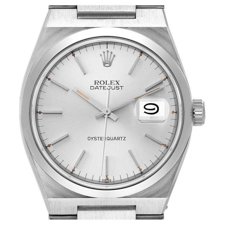 Rolex Oysterquartz Datejust Silver Dial Steel Mens Watch 17000 For Sale