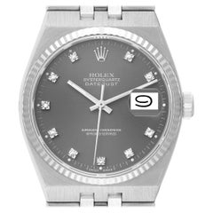Rolex Oysterquartz Datejust Steel White Gold Diamond Dial Mens Watch 17014