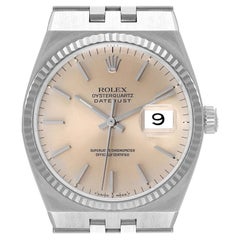 Rolex Oysterquartz Datejust Steel White Gold Mens Watch 17014 Box Papers