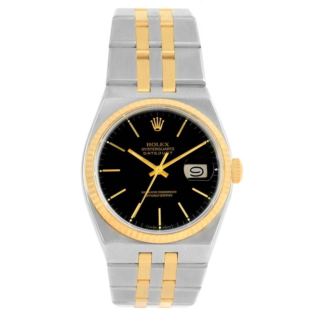 Rolex Oysterquartz Datejust Steel Yellow Gold Black Dial Men's Watch 17013 For Sale 3