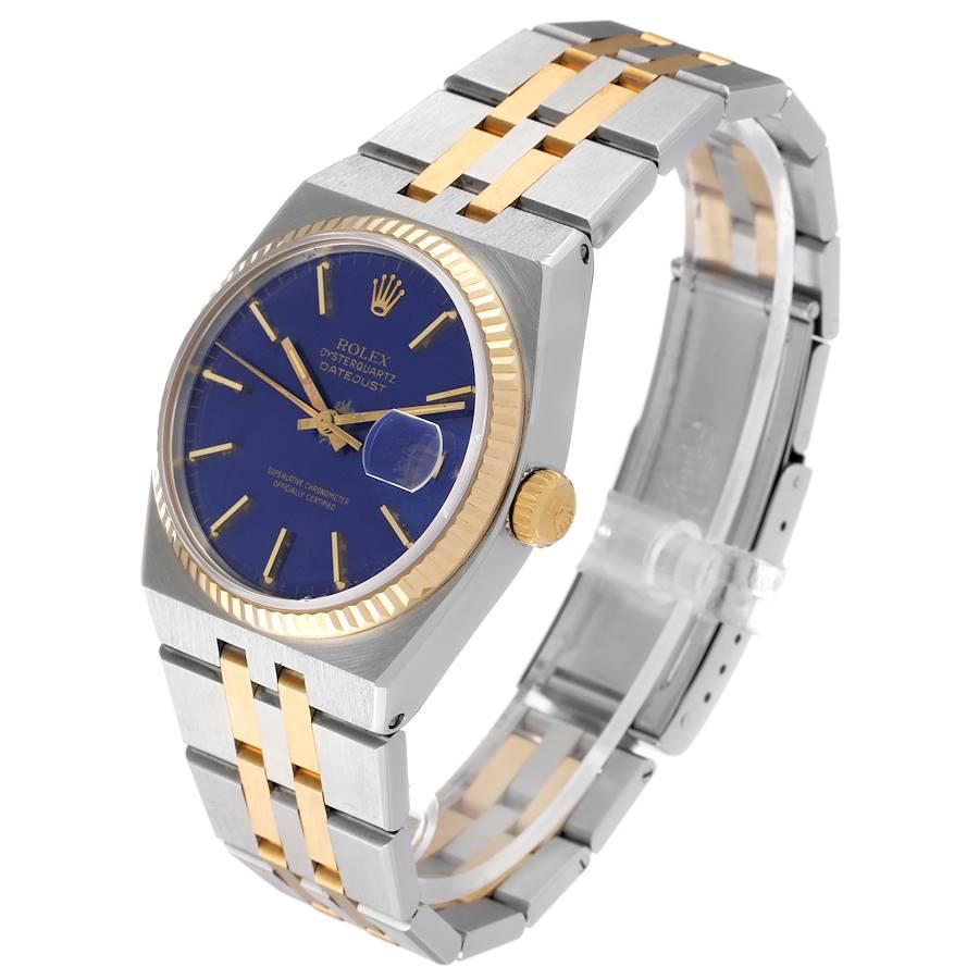 Rolex Oysterquartz Datejust Stahl Gelbgold Blaues Zifferblatt Herrenuhr 17013 im Angebot 1