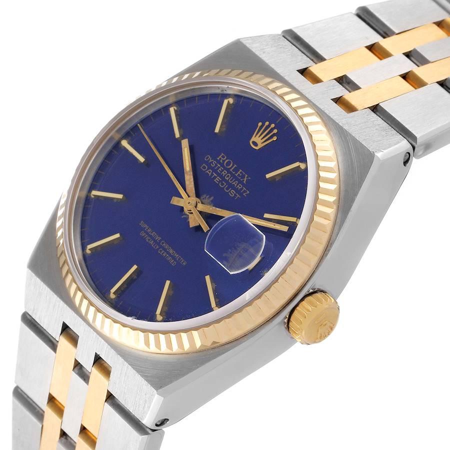 Rolex Oysterquartz Datejust Stahl Gelbgold Blaues Zifferblatt Herrenuhr 17013 im Angebot 2