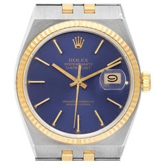 Rolex Oysterquartz Datejust Stahl Gelbgold Blaues Zifferblatt Herrenuhr 17013
