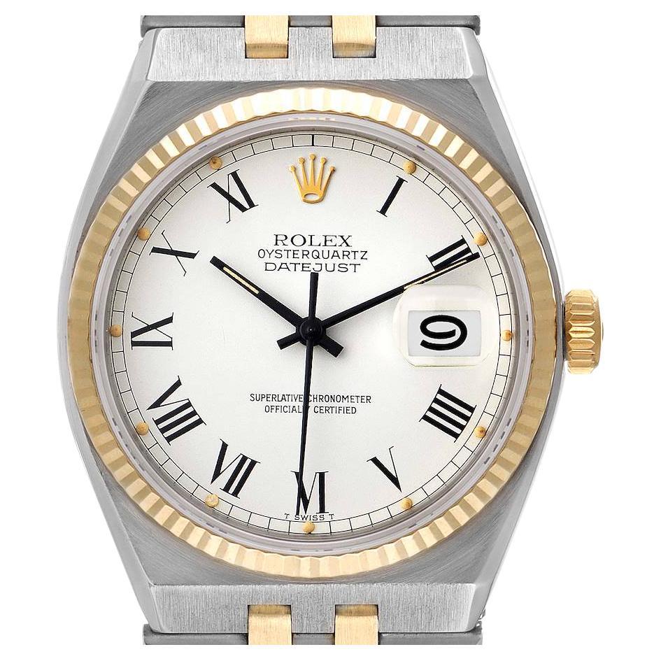 Rolex Oysterquartz Datejust Steel Yellow Gold Buckley Dial Watch 17013 For Sale