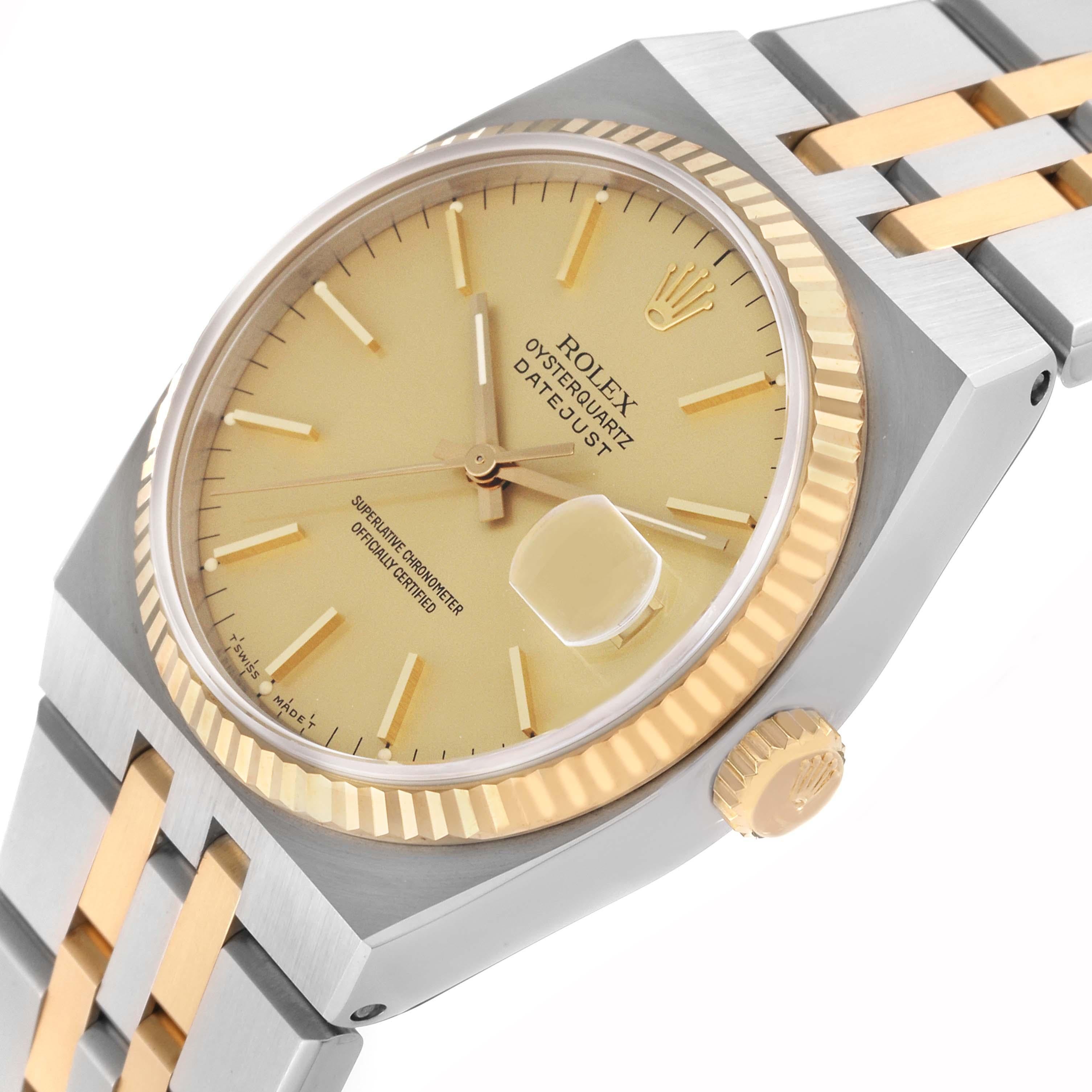 Rolex Oysterquartz Datejust Steel Yellow Gold Mens Watch 17013 For Sale 3