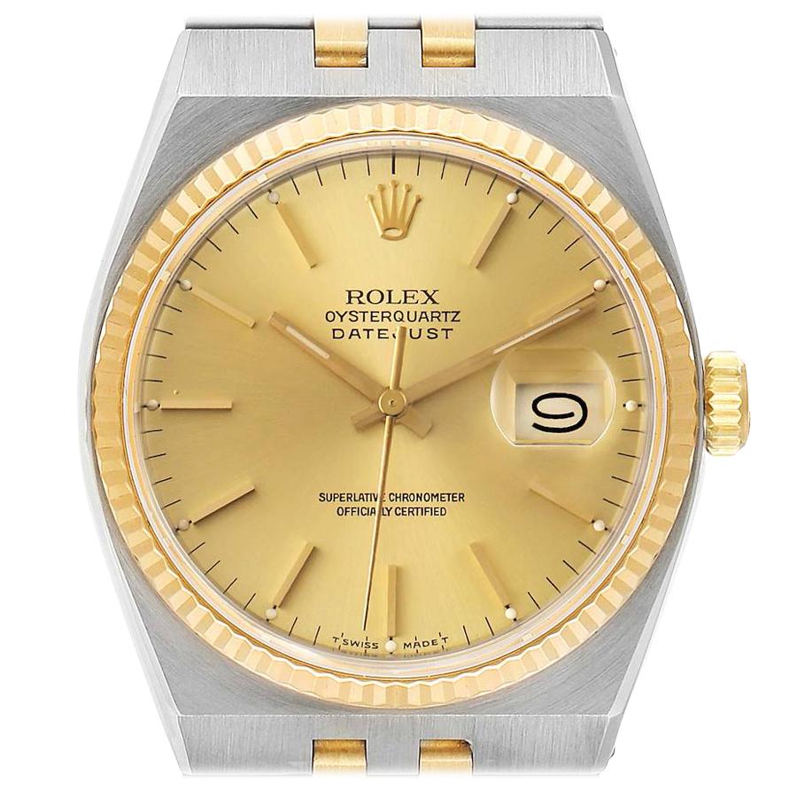 Rolex Oysterquartz Datejust Steel Yellow Gold Men’s Watch 17013 For Sale