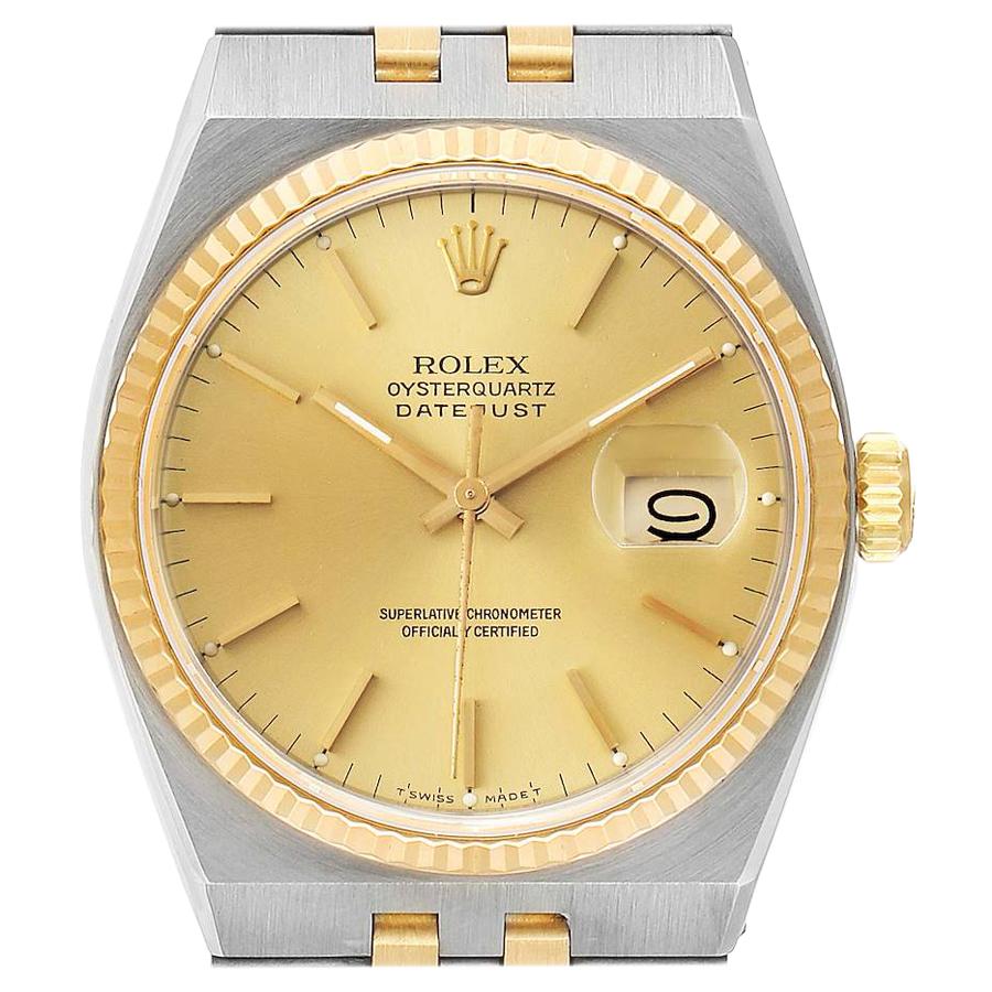 Rolex Oysterquartz Datejust Steel Yellow Gold Men's Watch 17013 For Sale
