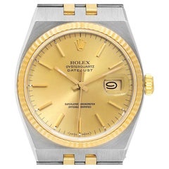 Vintage Rolex Oysterquartz Datejust Steel Yellow Gold Mens Watch 17013