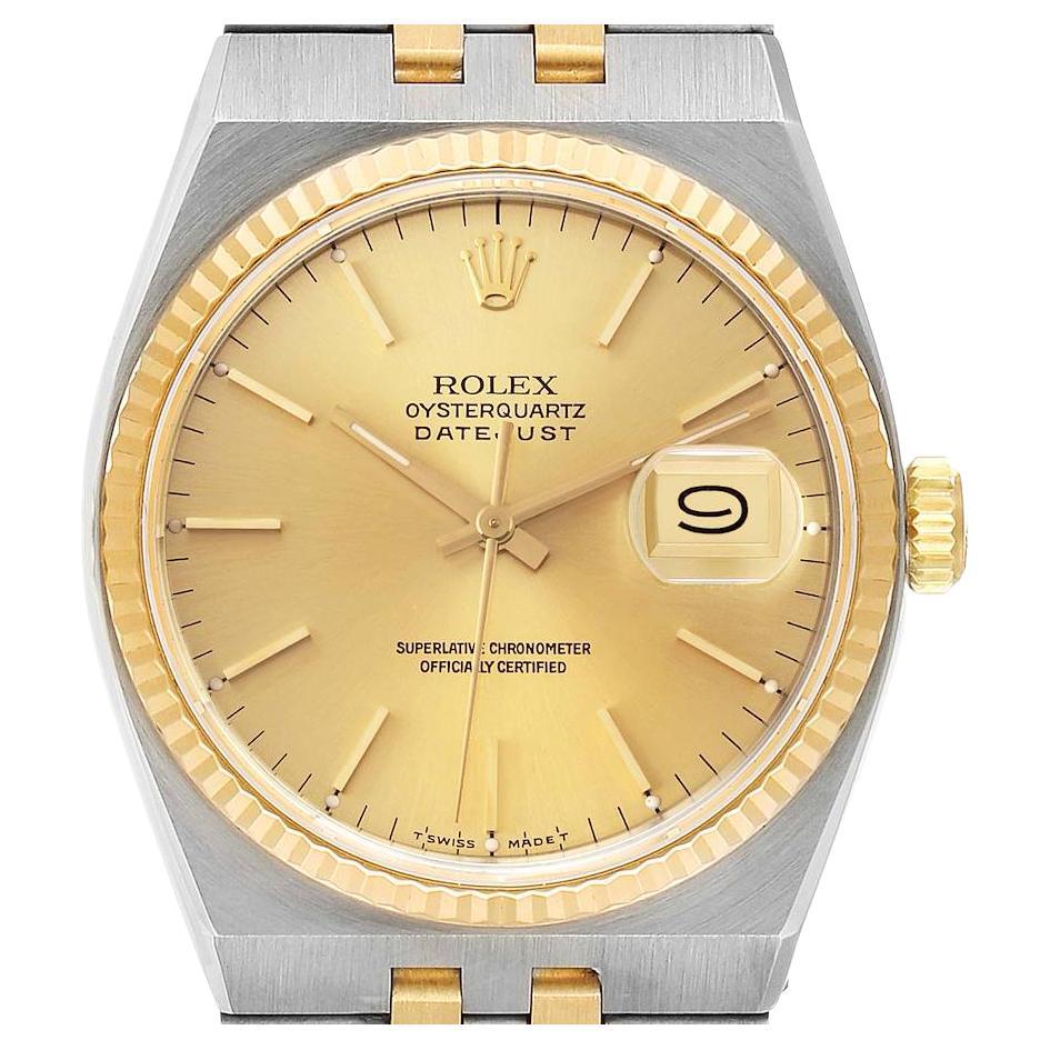 Rolex Oysterquartz Datejust Steel Yellow Gold Mens Watch 17013 For Sale