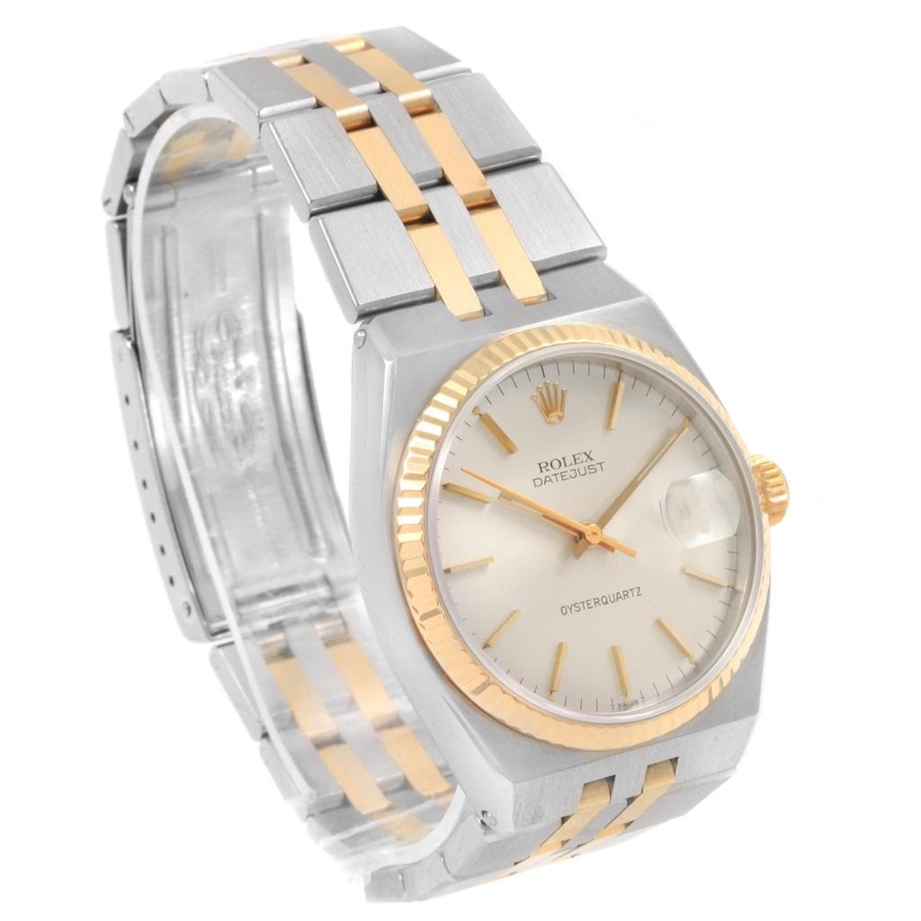 Rolex Oysterquartz Datejust Steel Yellow Gold Silver Dial Watch 17013 For Sale 3