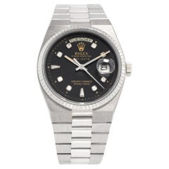 Vintage Rolex Oysterquartz Day Date 18k White Gold Wristwatch Ref 19019
