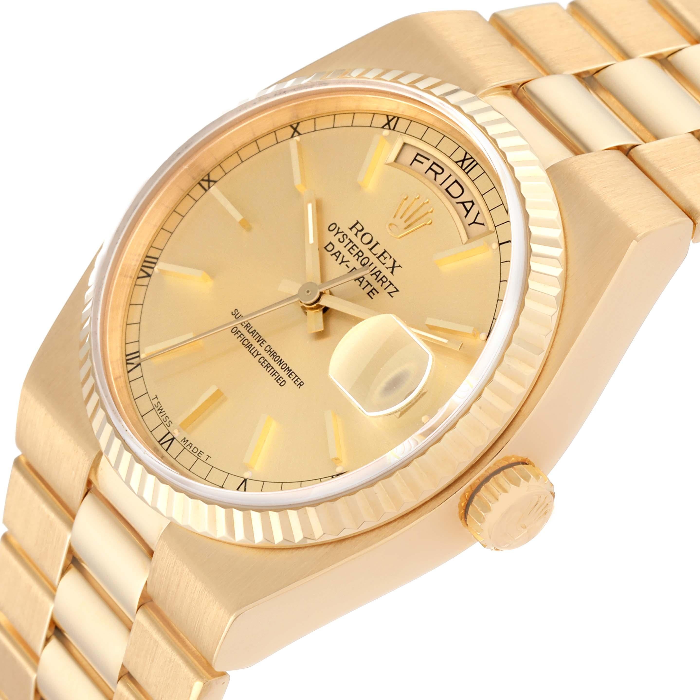 Men's Rolex Oysterquartz President Day-Date Yellow Gold Mens Watch 19018