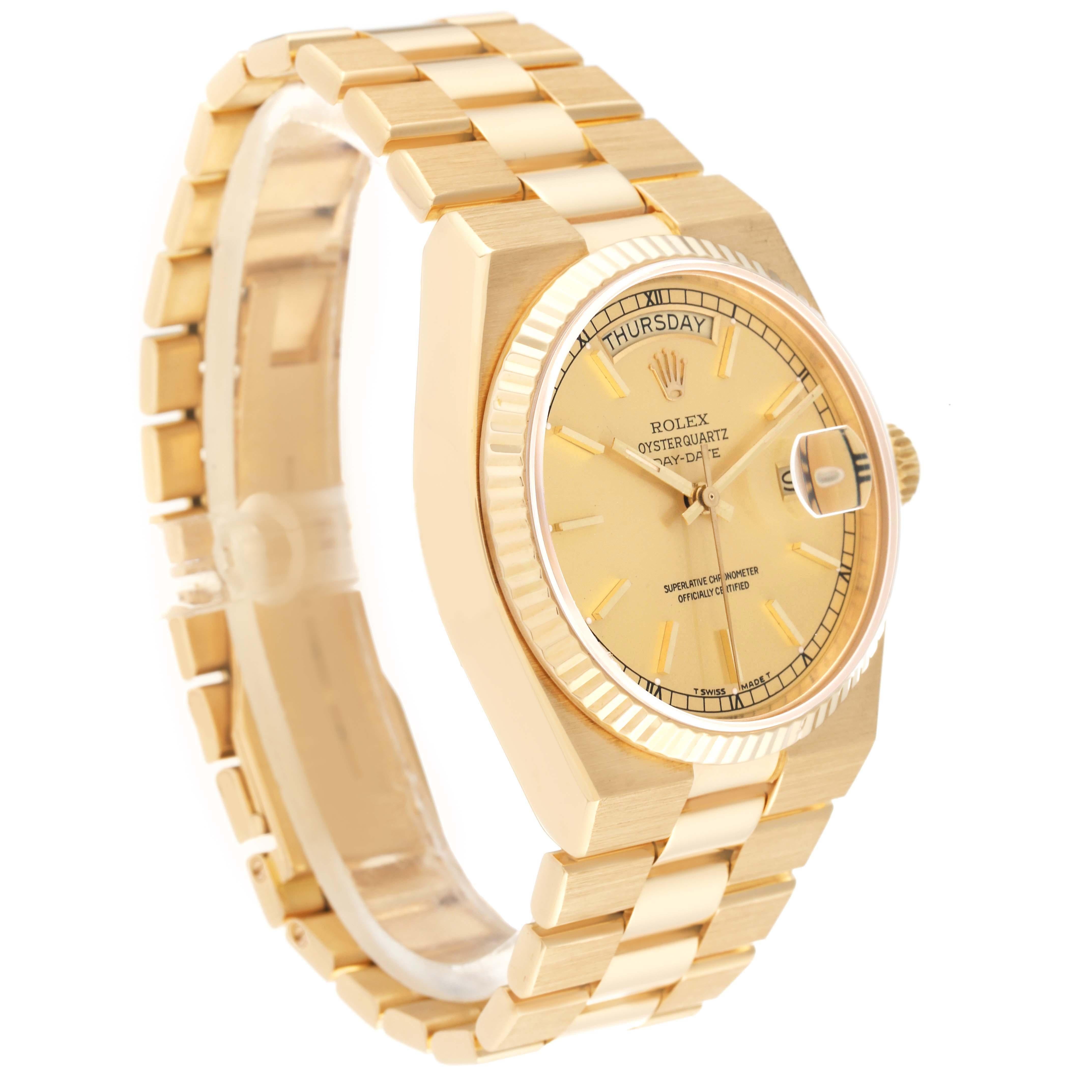 Men's Rolex Oysterquartz President Day-Date Yellow Gold Mens Watch 19018 For Sale