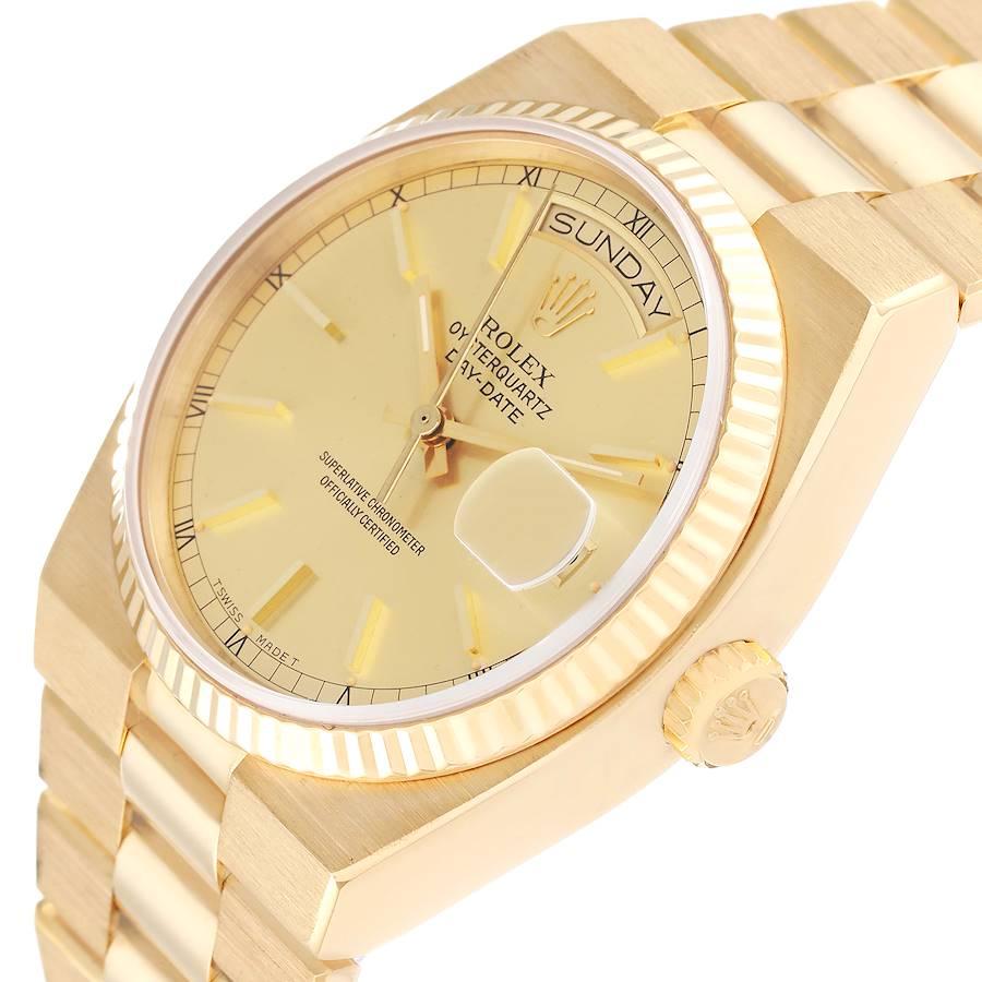 Rolex Oysterquartz President Day-Date Yellow Gold Mens Watch 19018 In Excellent Condition In Atlanta, GA