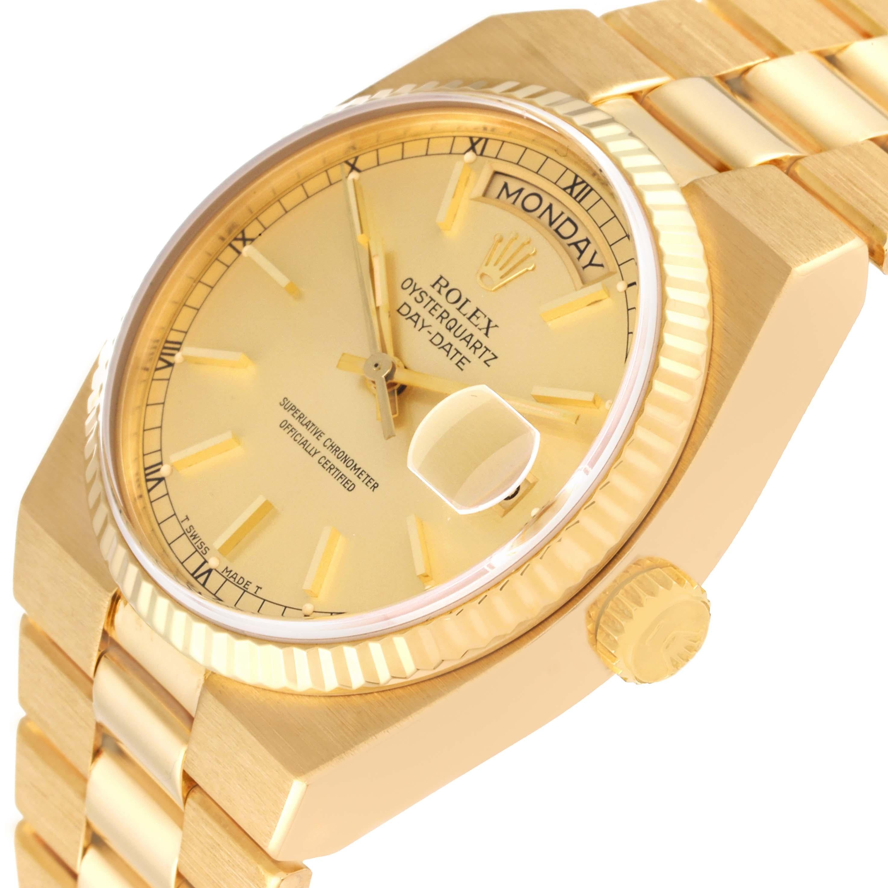 Rolex Oysterquartz President Day-Date Yellow Gold Mens Watch 19018 In Excellent Condition In Atlanta, GA