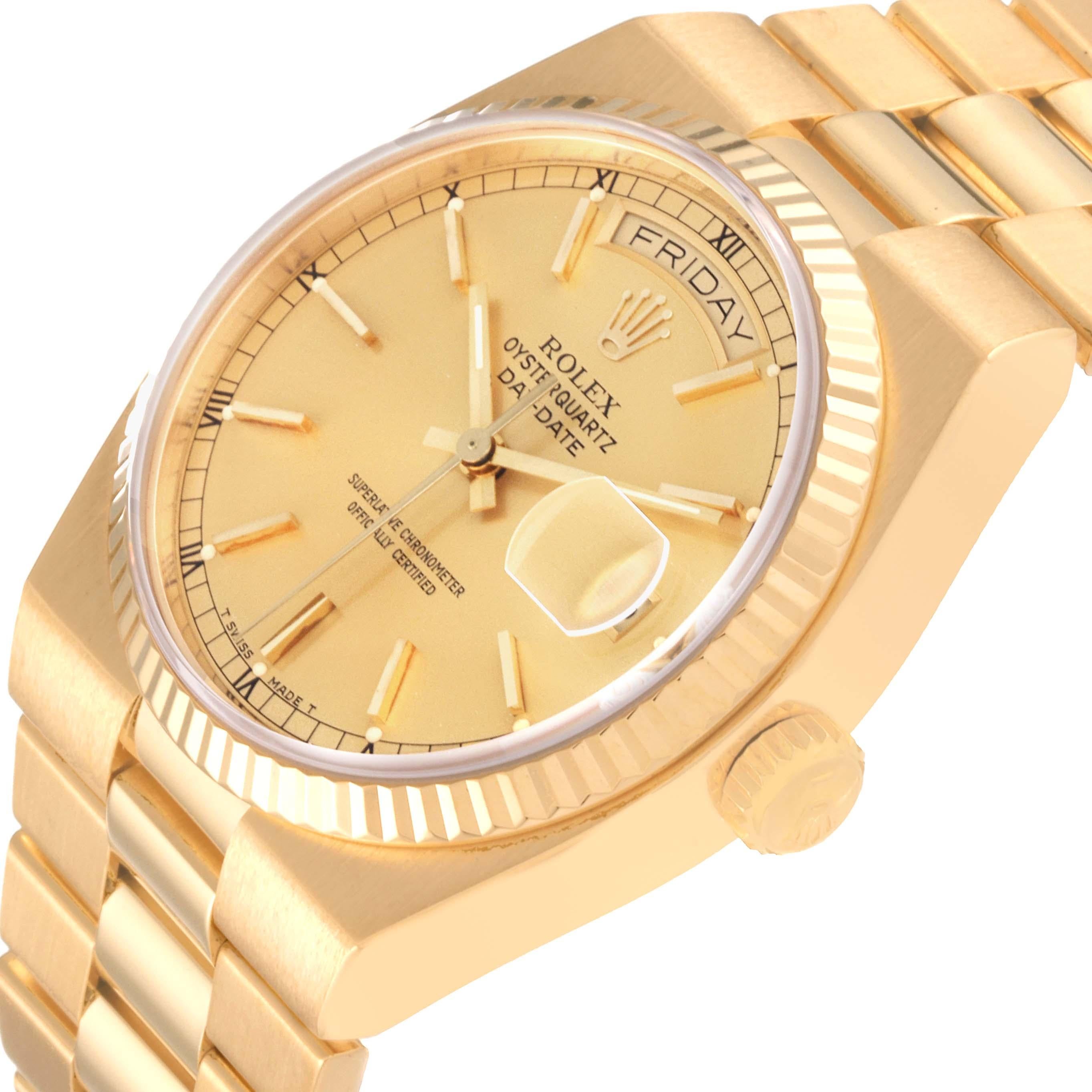 Rolex Oysterquartz President Day-Date Yellow Gold Mens Watch 19018 For Sale 1