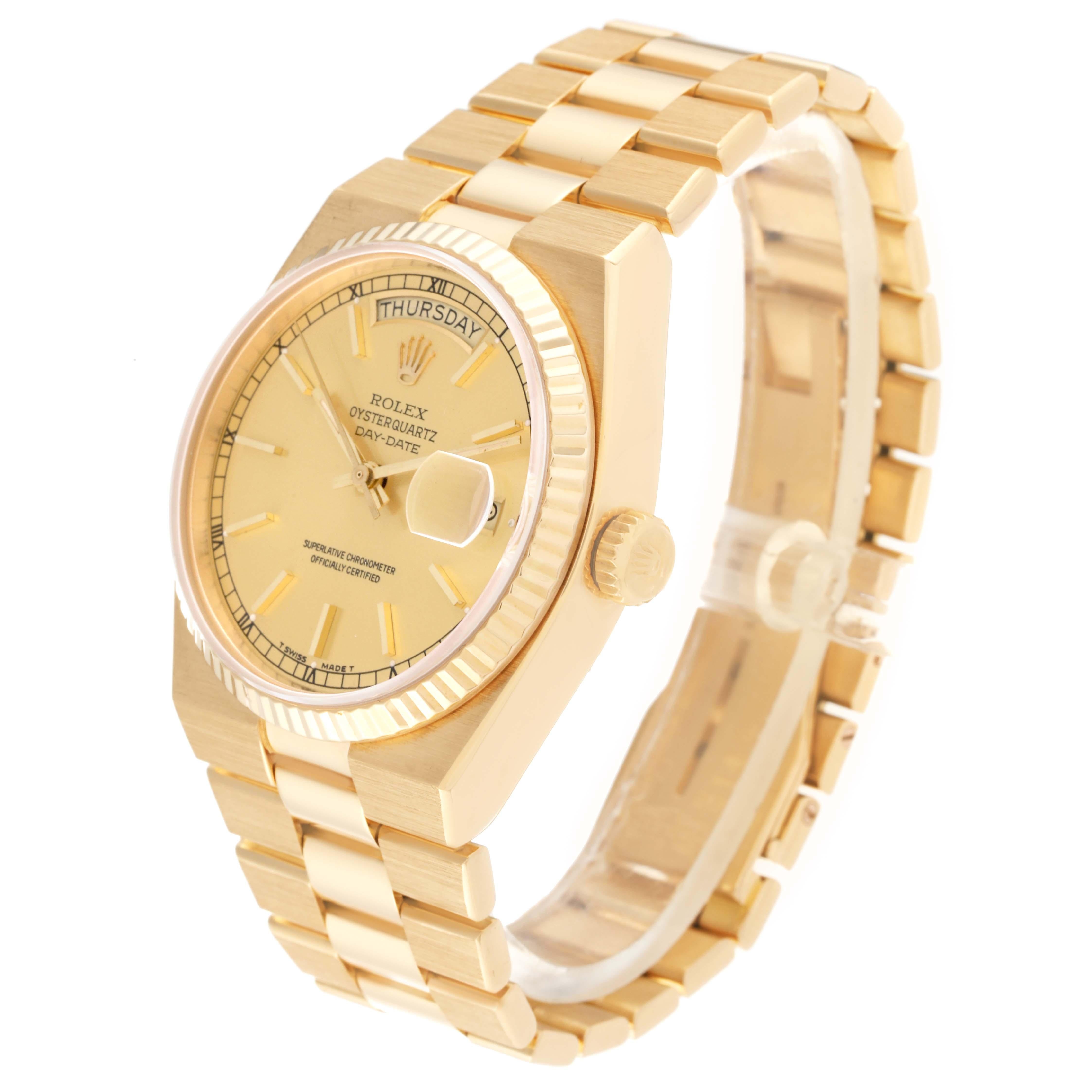 Rolex Oysterquartz President Day-Date Yellow Gold Mens Watch 19018 For Sale 2