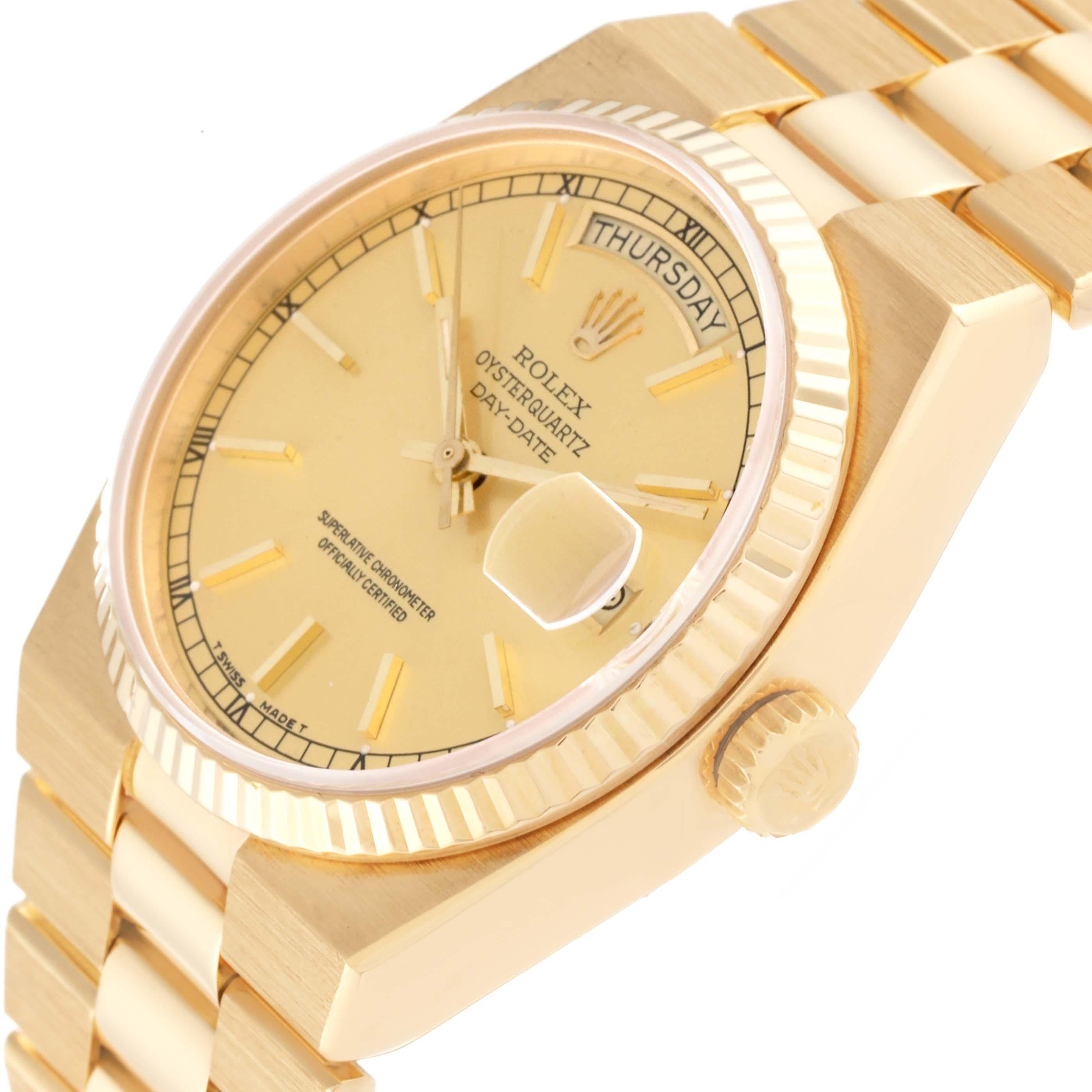 Rolex Oysterquartz President Day-Date Yellow Gold Mens Watch 19018 For Sale 3