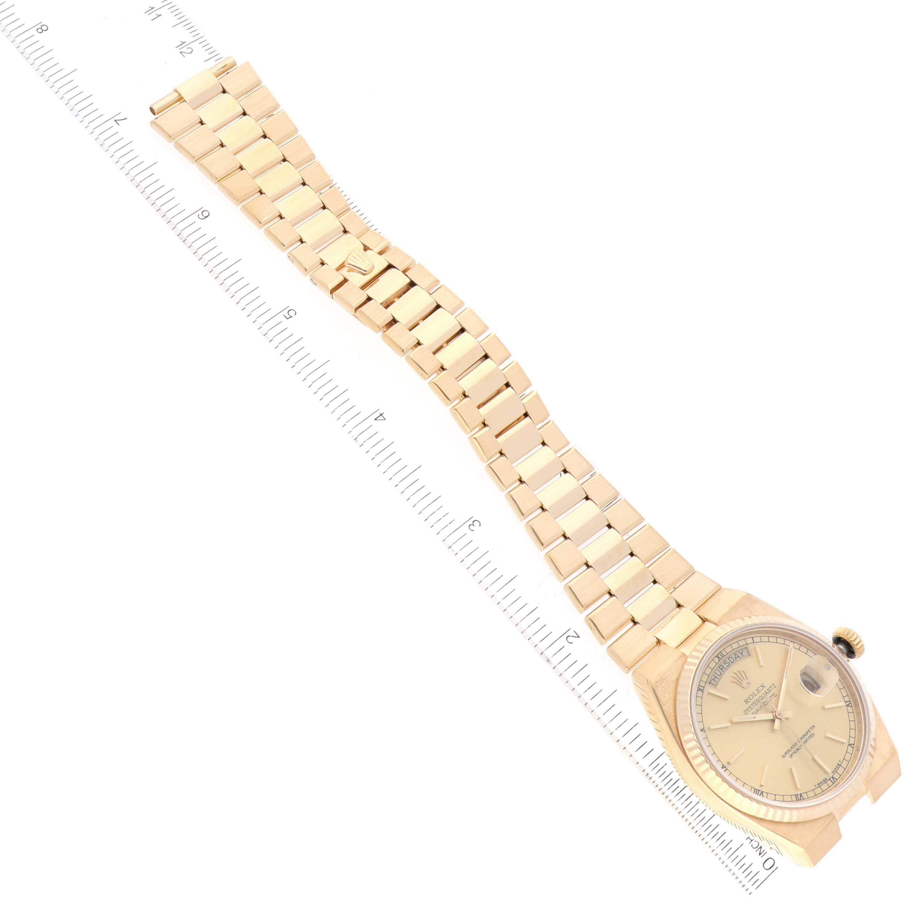 Rolex Oysterquartz President Day-Date Yellow Gold Mens Watch 19018 For Sale 4