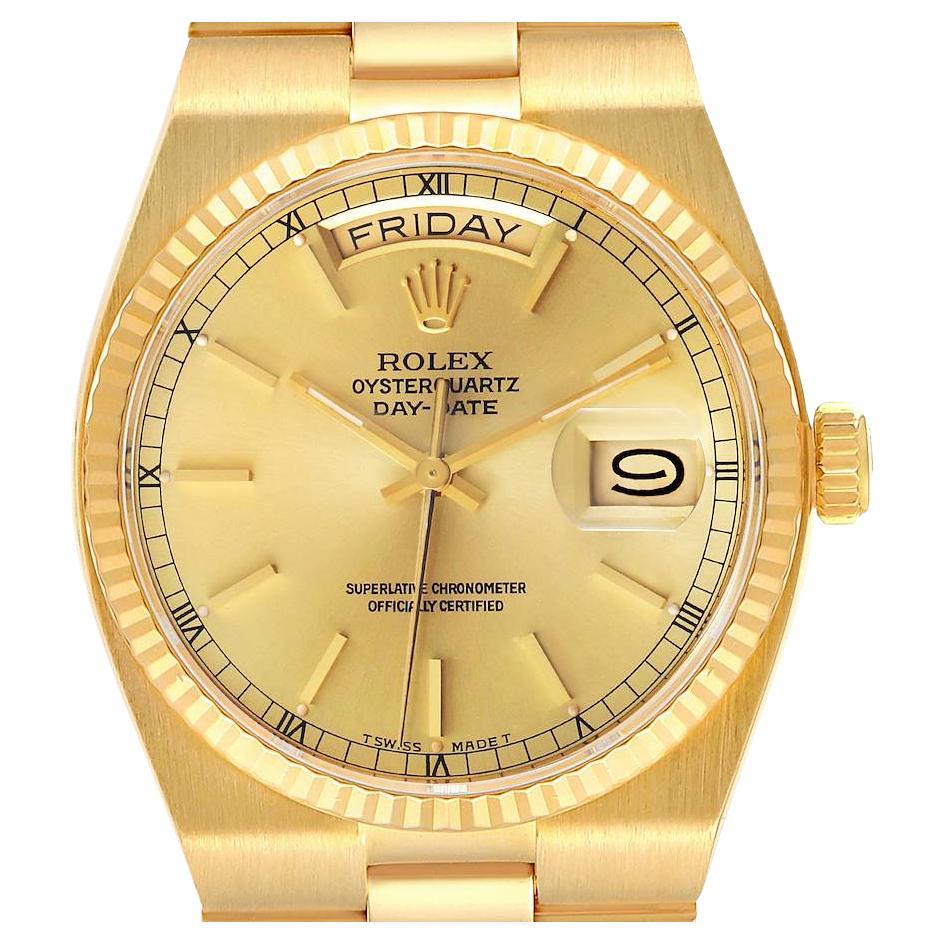 Rolex Oysterquartz President Day-Date Yellow Gold Mens Watch 19018 For Sale