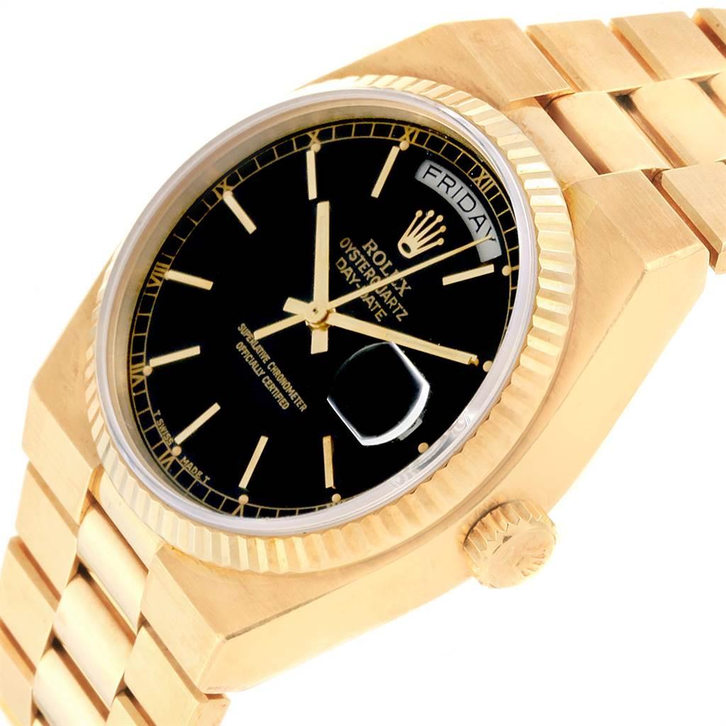 Rolex Oysterquartz President Yellow Gold Black Dial Men’s Watch 19018 For Sale 2