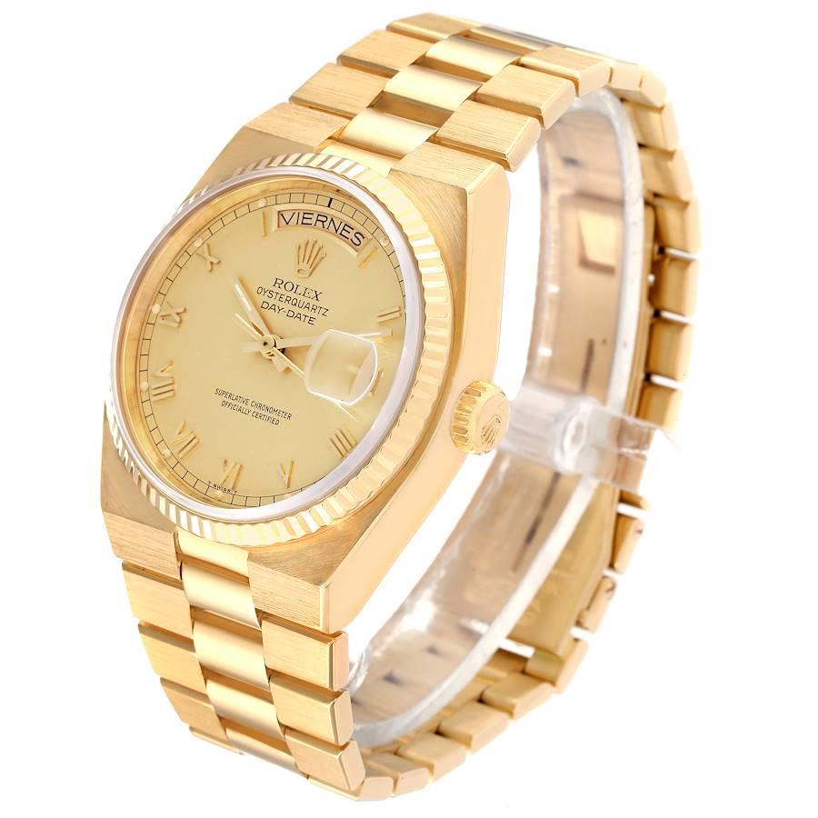 Men's Rolex Oysterquartz President Yellow Gold Champagne Dial Mens Watch 19018 For Sale