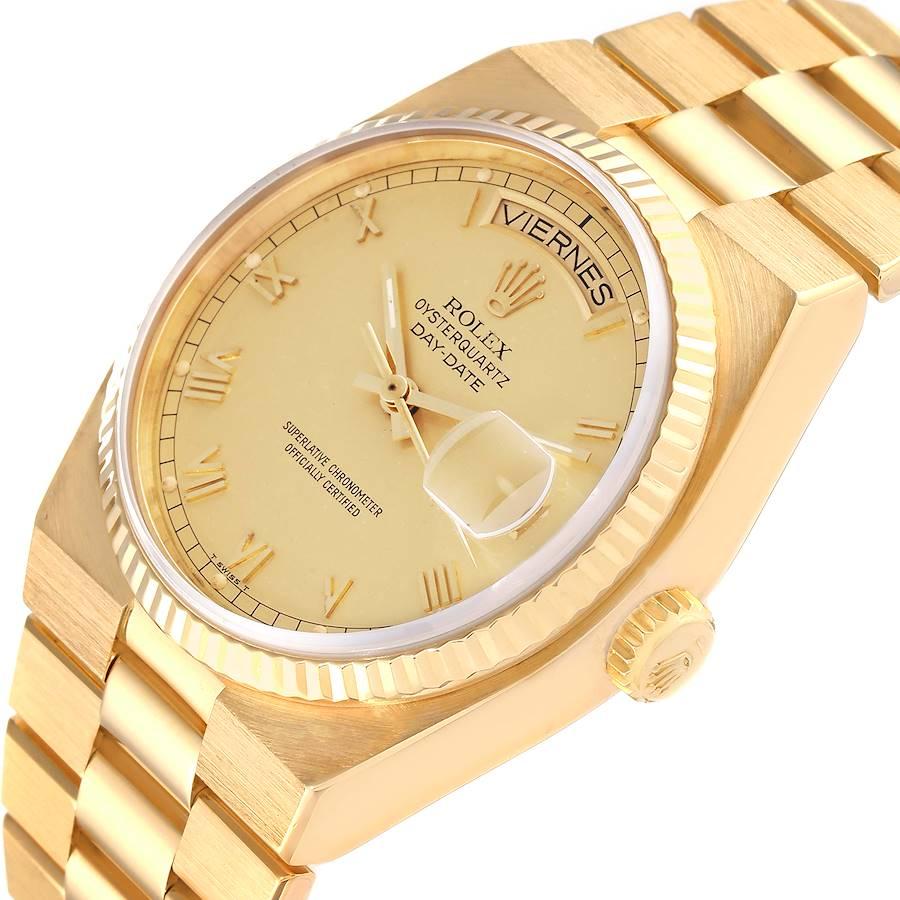 Rolex Oysterquartz President Yellow Gold Champagne Dial Mens Watch 19018 For Sale 1