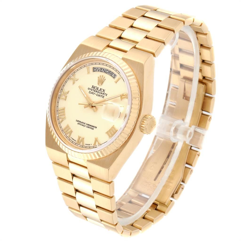 Rolex Oysterquartz President Yellow Gold Ivory Dial Men's Watch 19018 For Sale 1