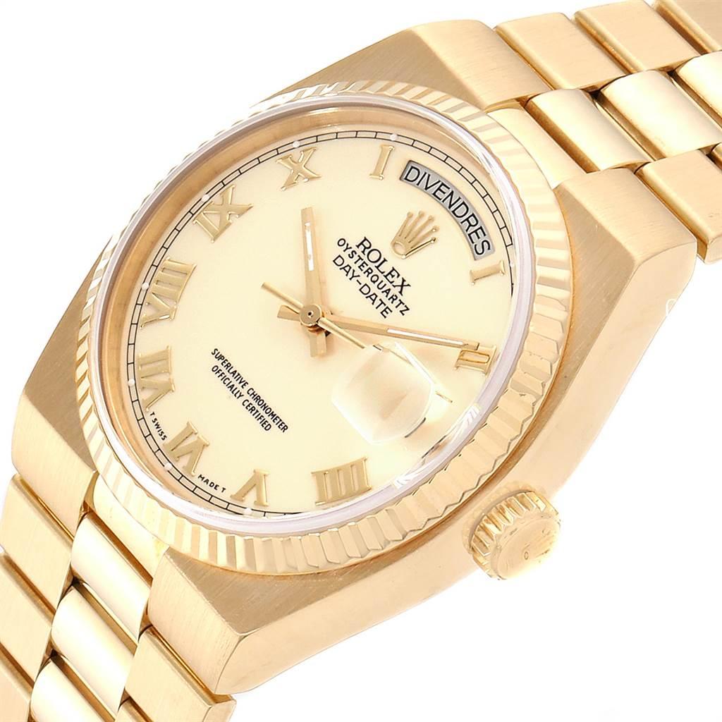 Rolex Oysterquartz President Yellow Gold Ivory Dial Men's Watch 19018 For Sale 2
