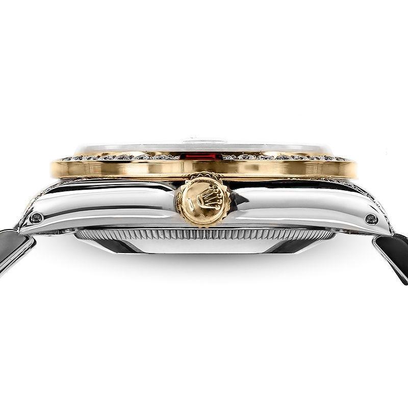 Rolex Perle Weiße römische 26 mm Datejust zweifarbige Diamant-Armbanduhren Rubine im Zustand „Hervorragend“ im Angebot in New York, NY