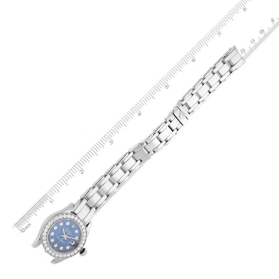 Rolex Pearlmaster Montre en or blanc 18 carats avec cadran en diamant bleu et lunette 69299 3