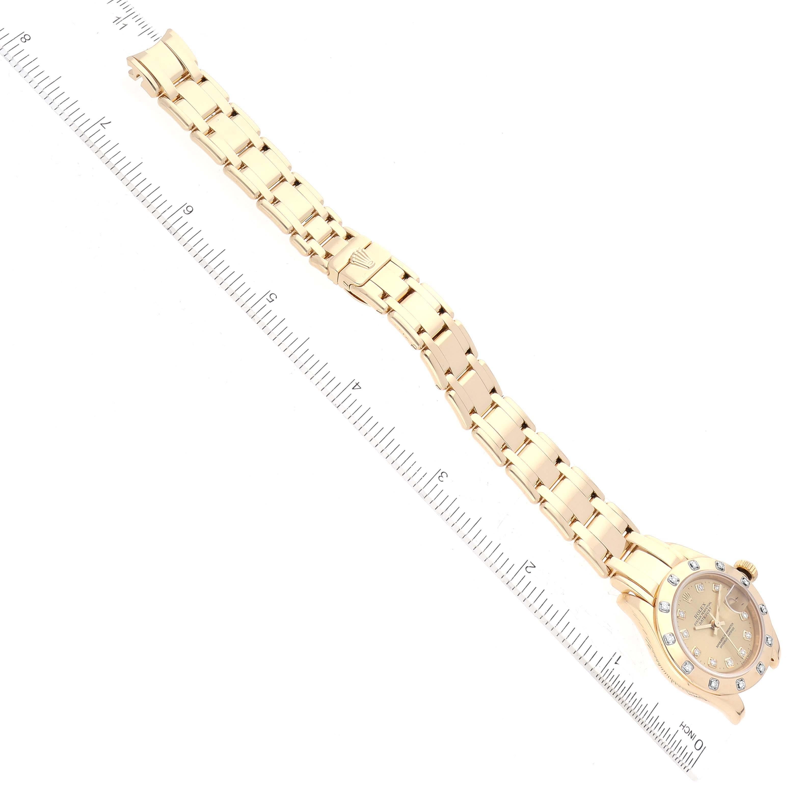Rolex Pearlmaster 18K Yellow Gold Diamond Champagne Dial Ladies Watch 80318 For Sale 6