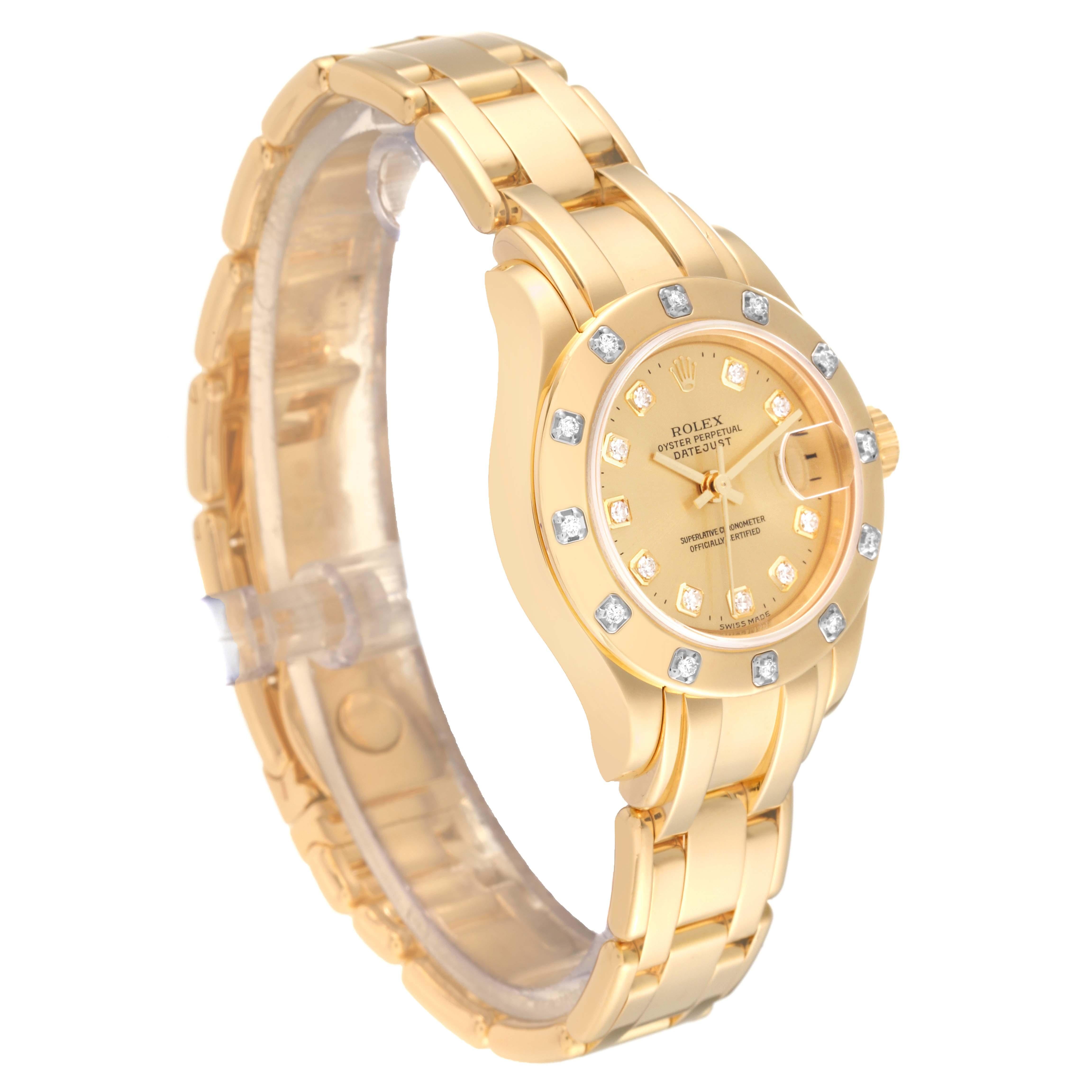 Rolex Pearlmaster 18K Yellow Gold Diamond Champagne Dial Ladies Watch 80318 For Sale 7