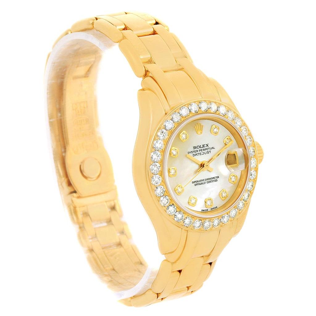 Rolex Pearlmaster 18K Yellow Gold MOP Diamond Dial Bezel Watch 69298 7