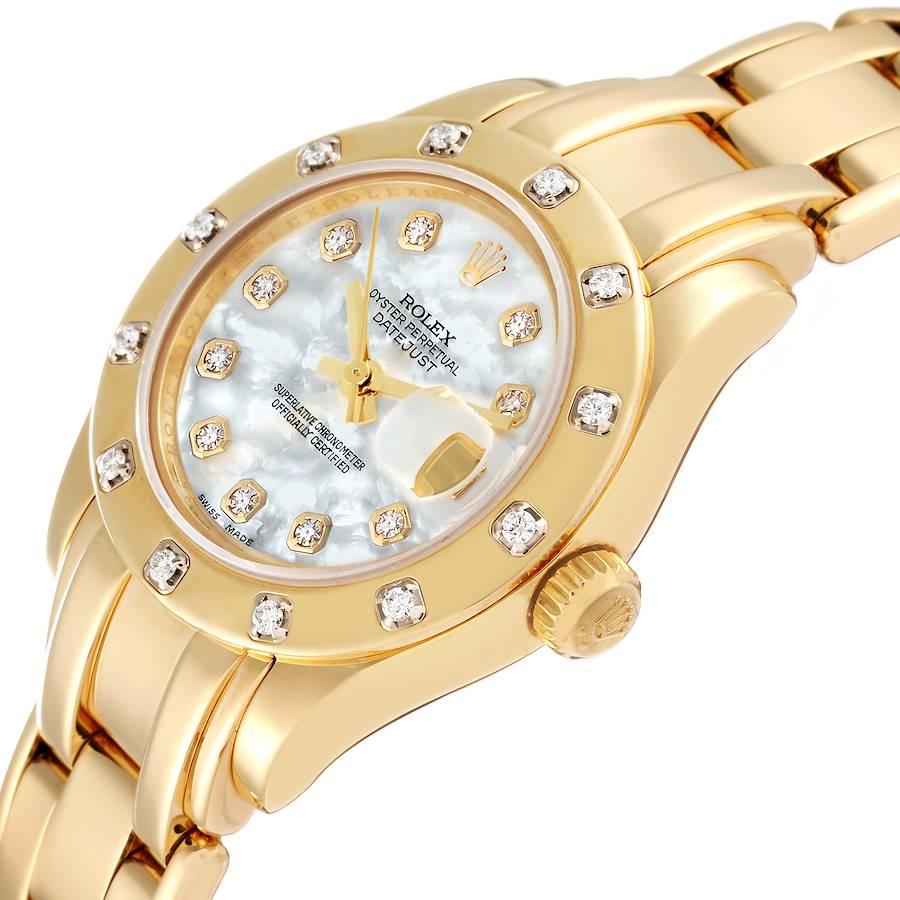 Rolex Pearlmaster 18K Yellow Gold MOP Diamond Ladies Watch 80318 1