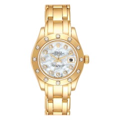 Rolex Pearlmaster 18K Yellow Gold MOP Diamond Ladies Watch 80318