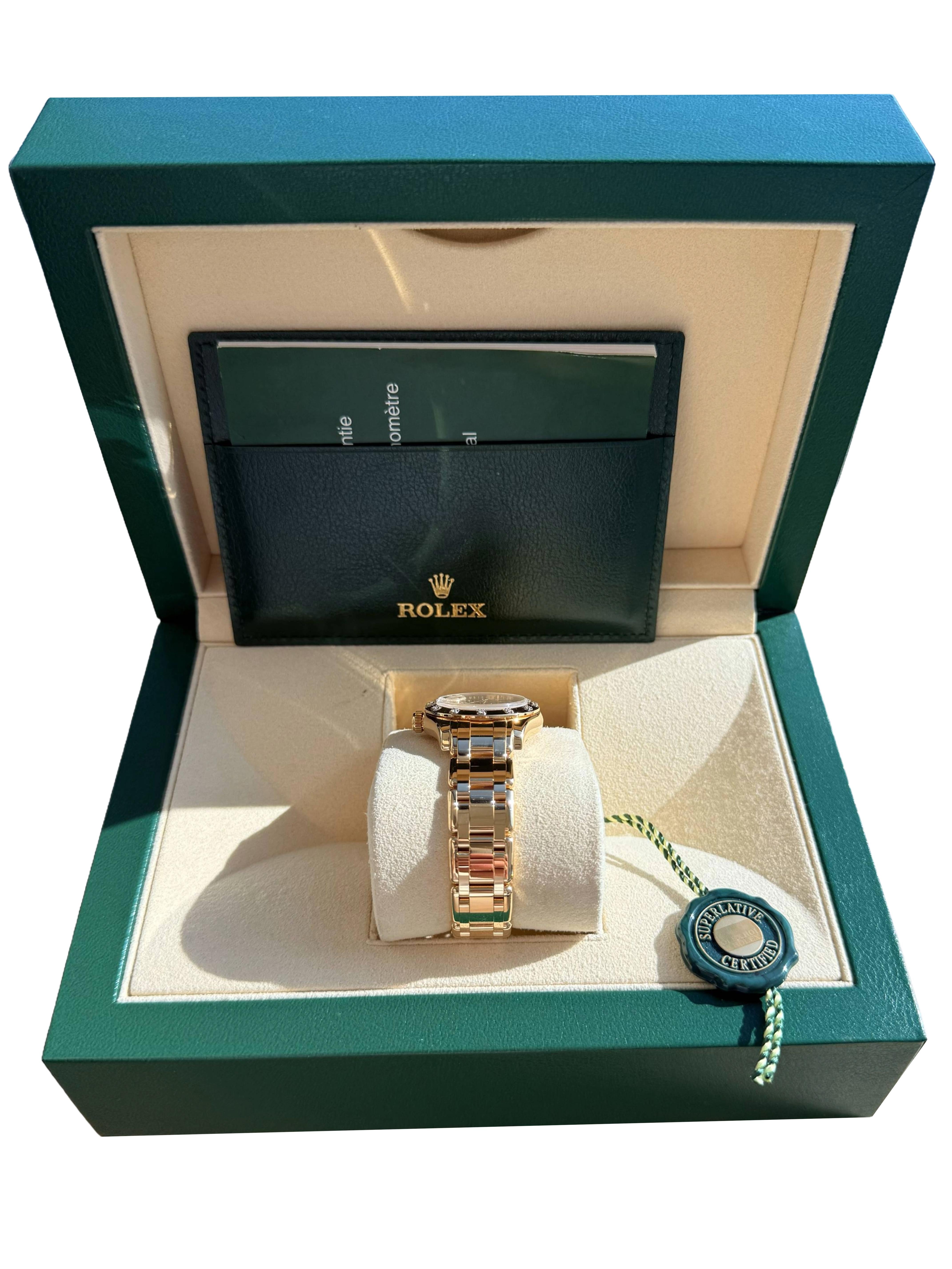 Rolex Pearlmaster 29mm MOP Diamond Dial 18K Yellow Gold Ladies Watch 80318 en venta 7