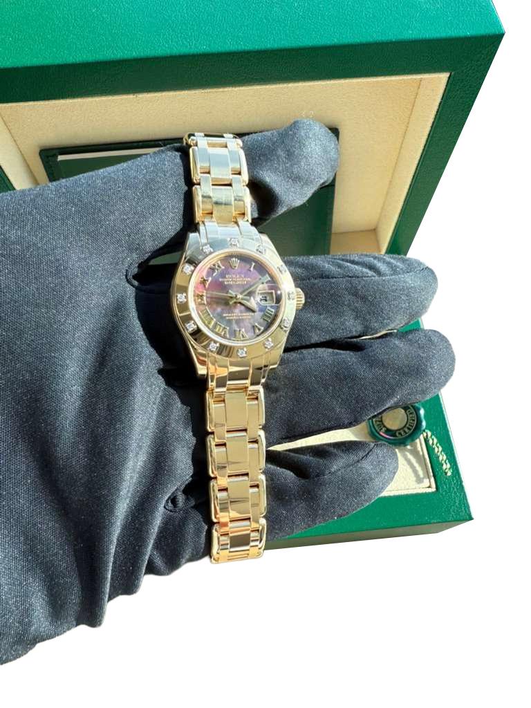 Rolex Pearlmaster 29mm MOP Diamond Dial 18K Yellow Gold Ladies Watch 80318 en venta 13