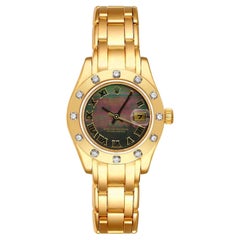 Rolex Pearlmaster 29mm MOP Diamond Dial 18K Yellow Gold Ladies Watch 80318