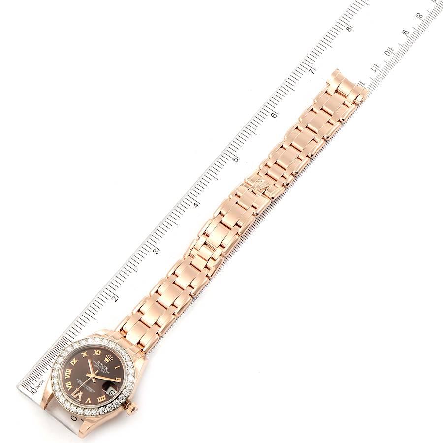 Rolex Pearlmaster 34 18k Rose Gold Diamond Ladies Watch 81285 Box Card For Sale 5