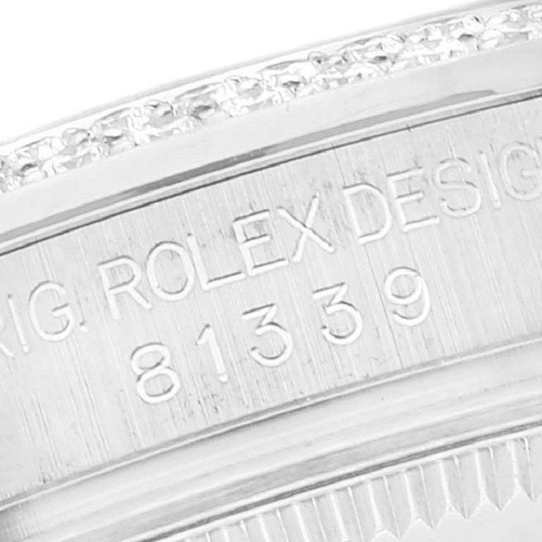 Rolex Perlenmaster 34 18k Weißgold Diamant-Zifferblatt Damenuhr 81339 Box Card im Angebot 4