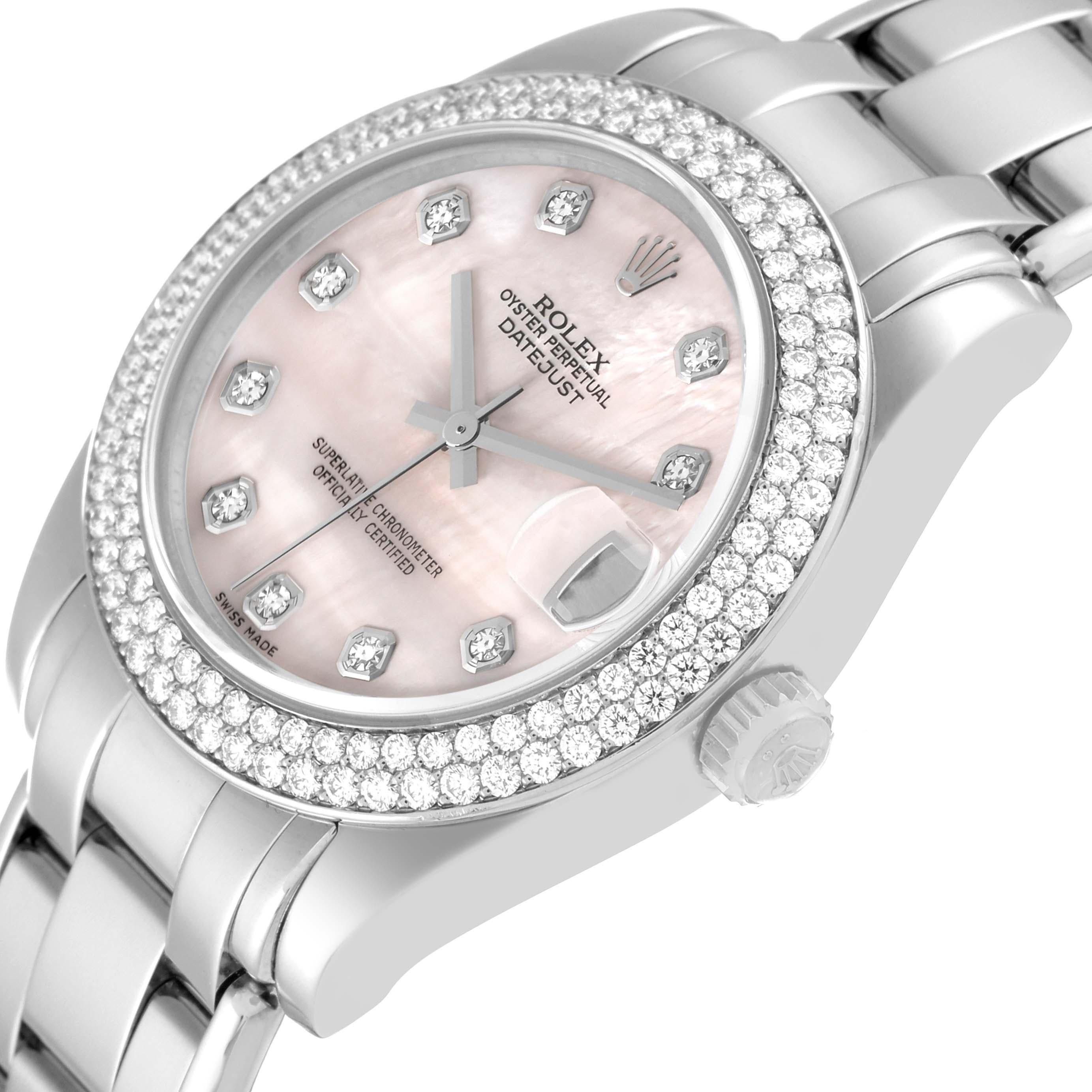 Rolex Pearlmaster 34 Or blanc Diamants Cadran MOP Montre Femme 81339 Pour femmes en vente