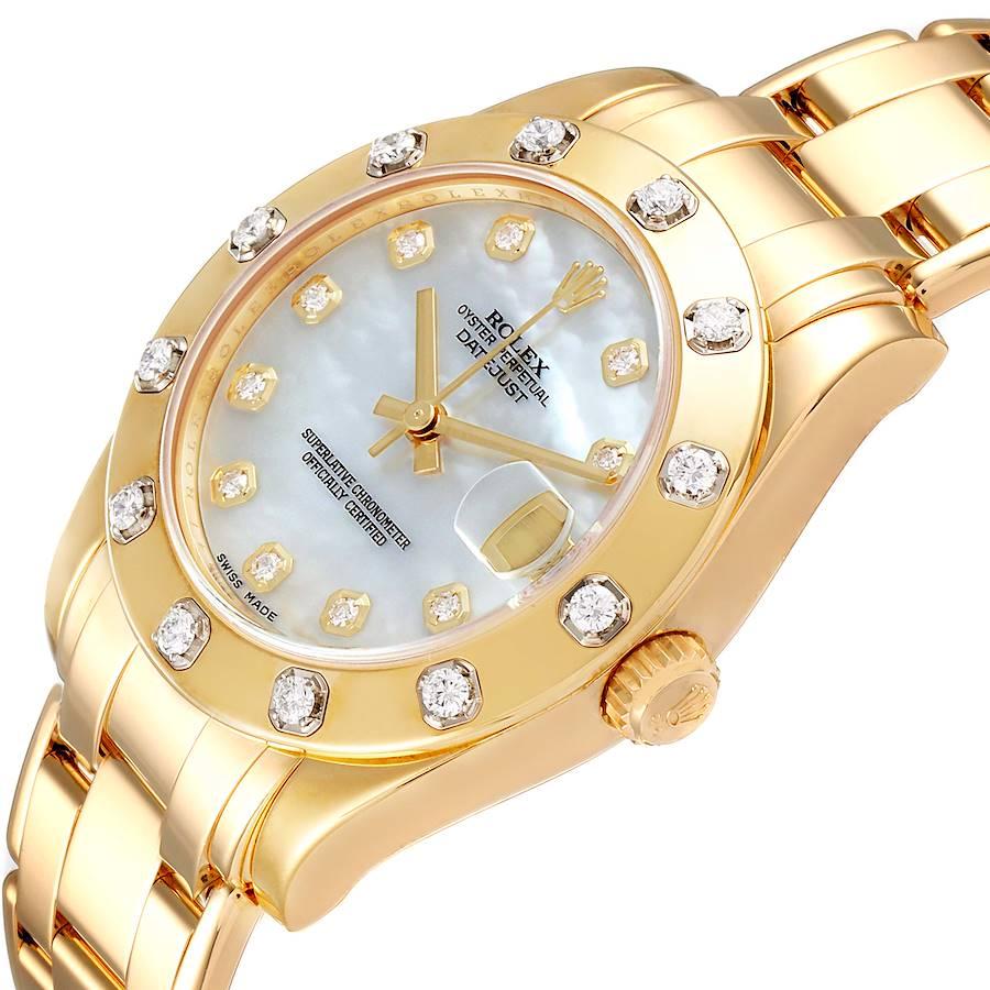 Rolex Pearlmaster Midsize Gelbgold MOP Diamant Damenuhr 81318 im Angebot 2
