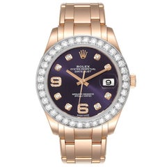 Rolex Pearlmaster 39 18k Rose Gold Diamond Mens Watch 86285 Box Card